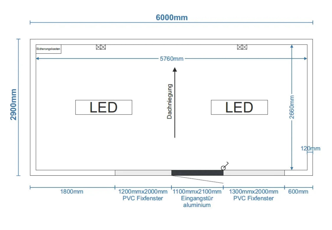 Contenedor de oficina de 6,00 × 2,90 m