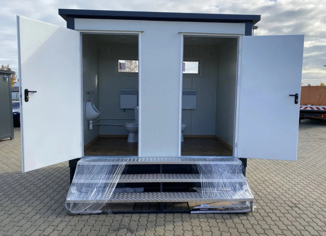 Contenedor sanitario doble con tanque de aguas residuales blanco