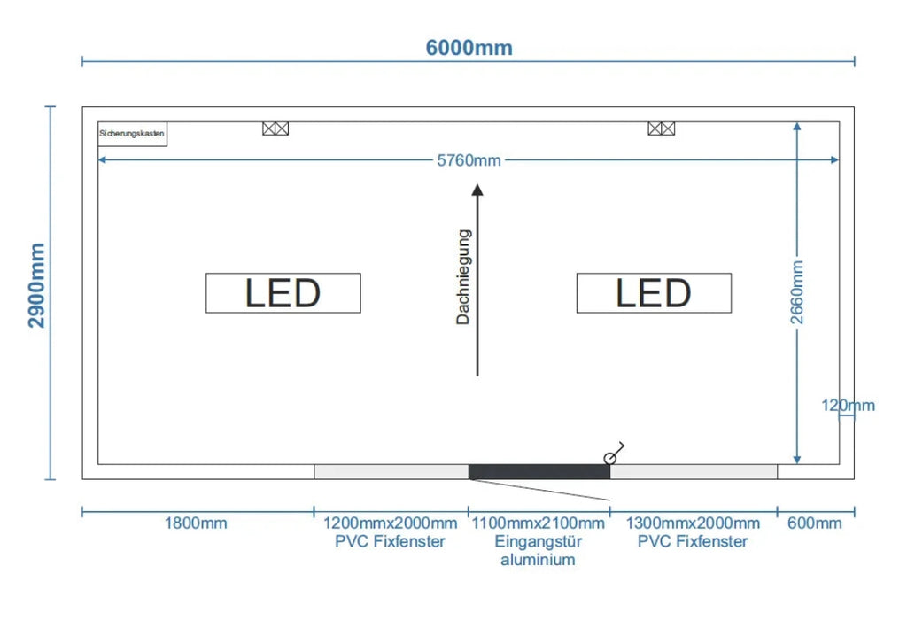 Contenedor de oficina de 6,00 × 2,90 m