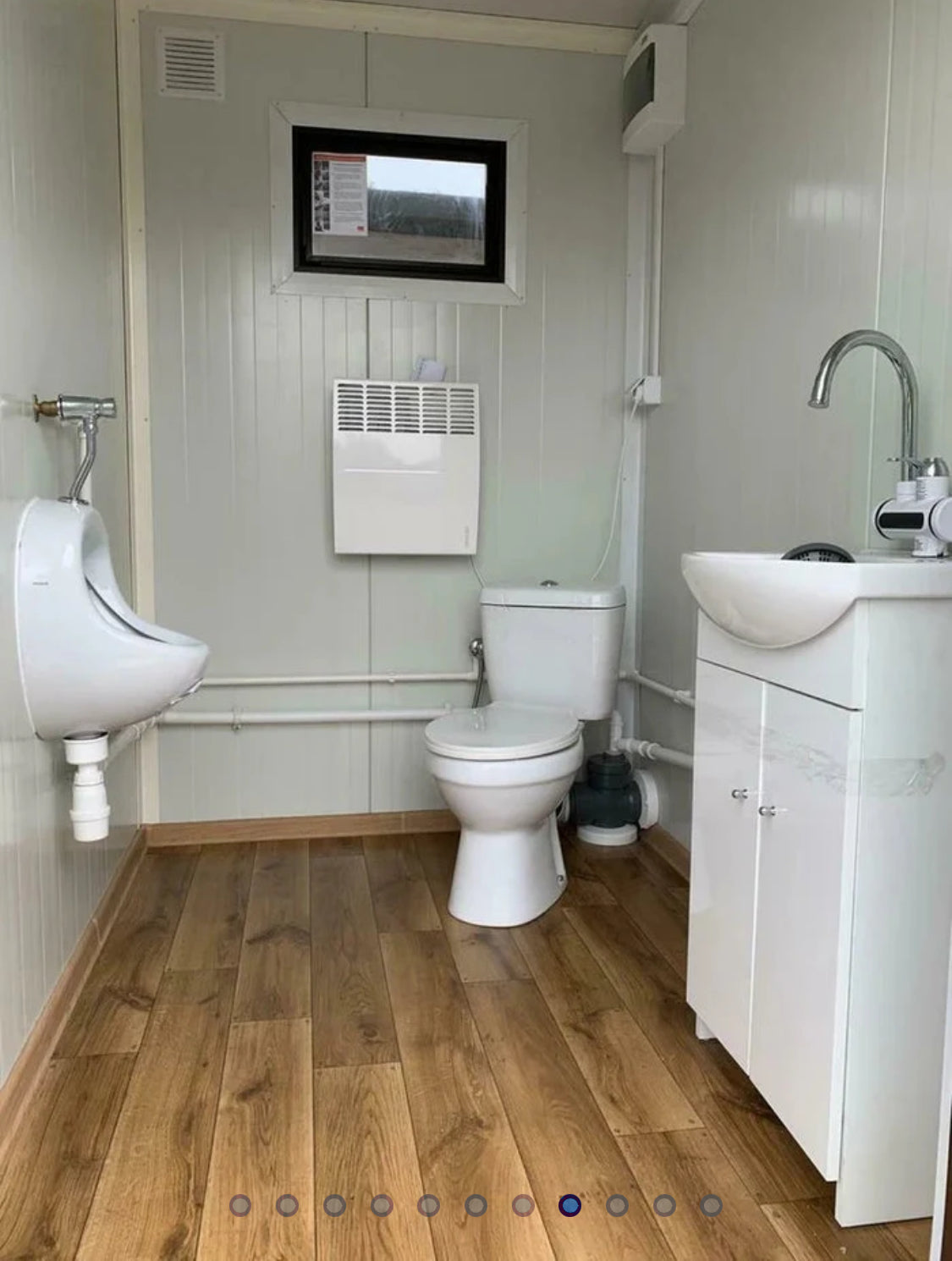 Contenedor sanitario doble con tanque de aguas residuales blanco