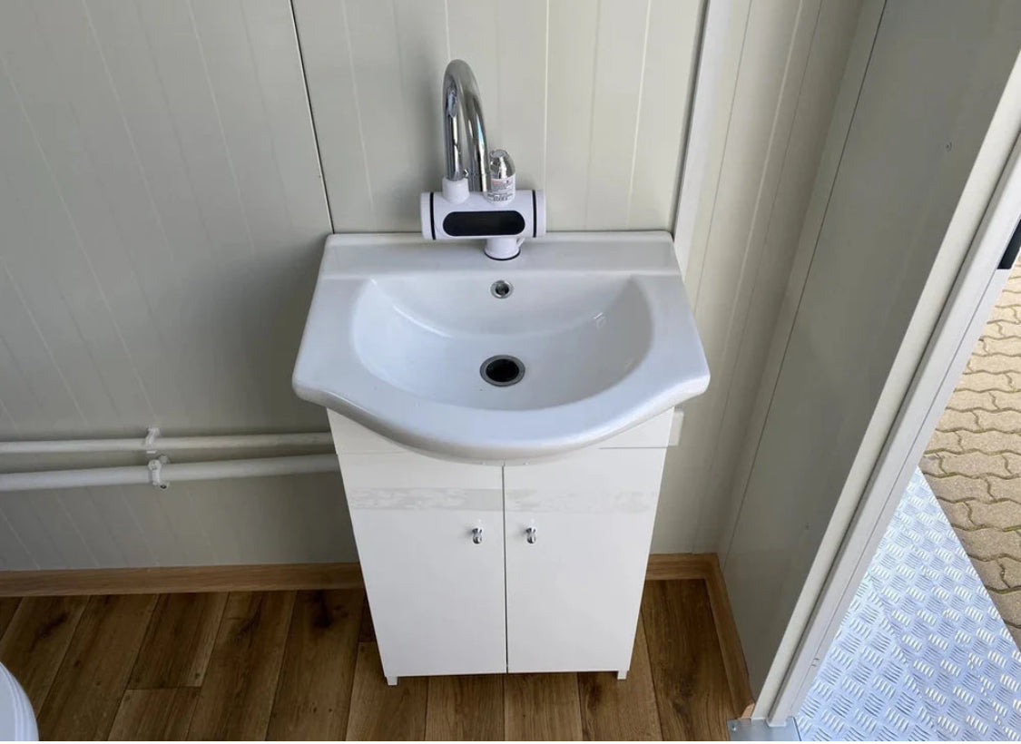Contenedor sanitario doble con tanque de aguas residuales blanco